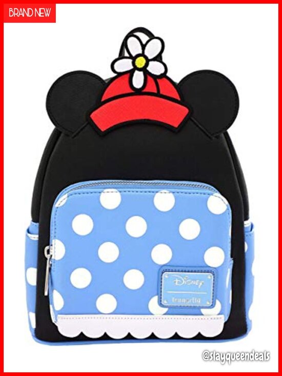 Loungefly Minnie Mouse Retro Polka Dot Backpack, Faux Leather Medium Daypack